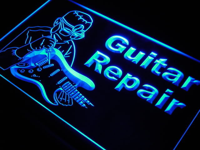 Guitar Repairs Service Instrument Shop Neon Sign